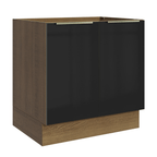 Balcão de Cozinha 80 cm 2 Portas (Sem Tampo) Rustic/Preto Lux Madesa