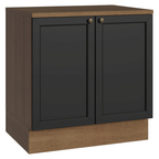 Balcão de Cozinha 80 cm 2 Portas Rustic/Preto Vik Madesa