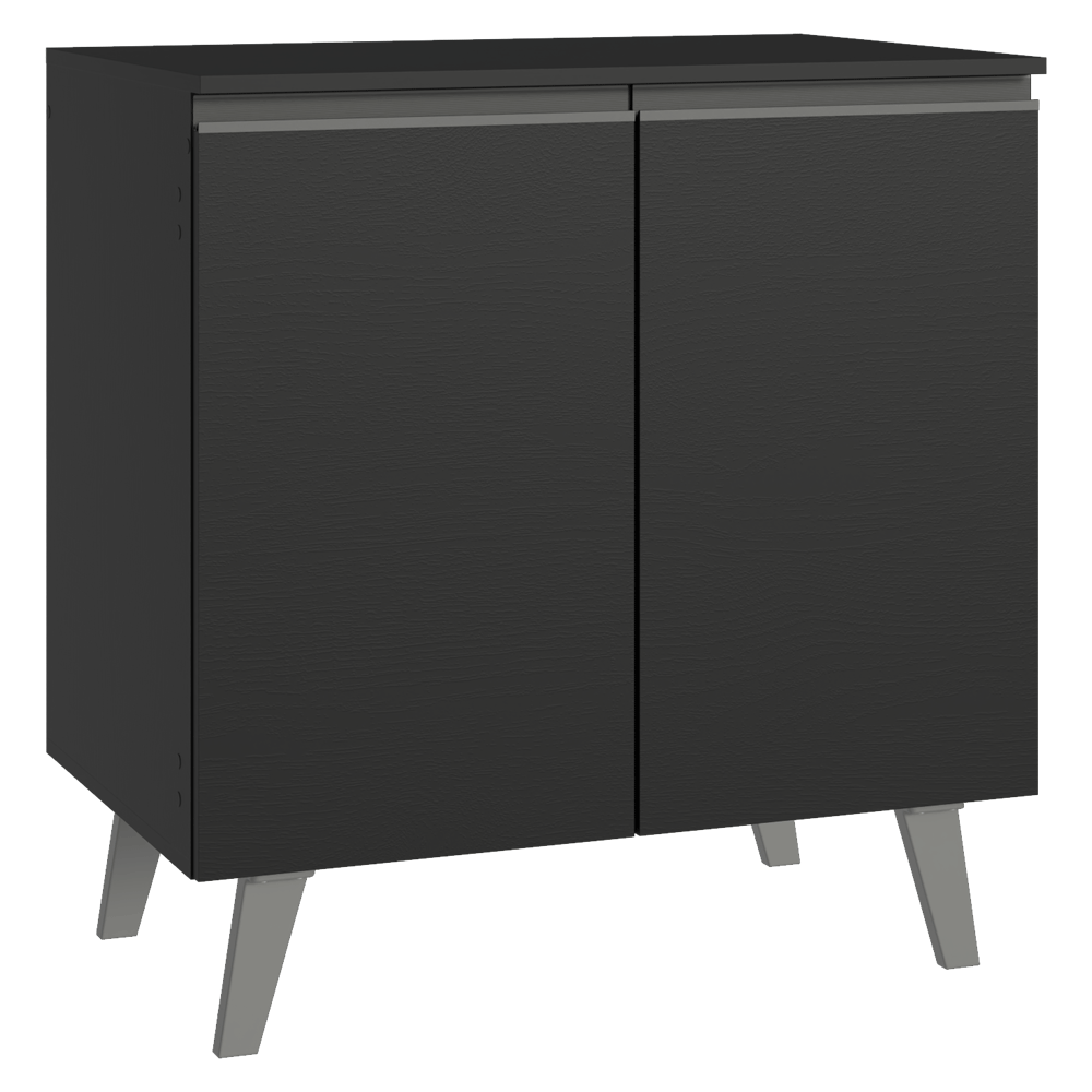 Balcão de Cozinha 80 cm 2 Portas Com Pés Preto Nice Madesa