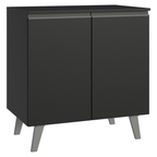 Balcão de Cozinha 80 cm 2 Portas Com Pés Preto Nice Madesa