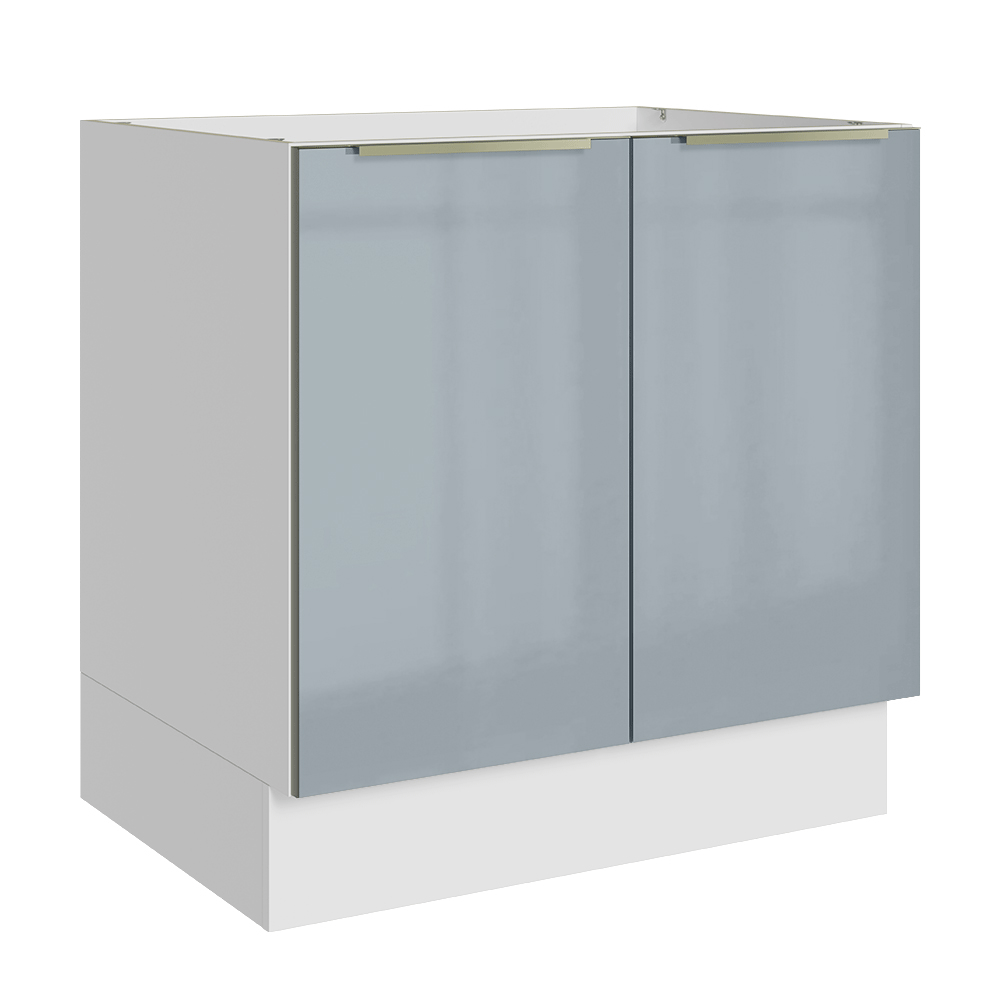Balcão de Cozinha 80 cm 2 Portas (Sem Tampo) Branco/Cinza Lux Madesa