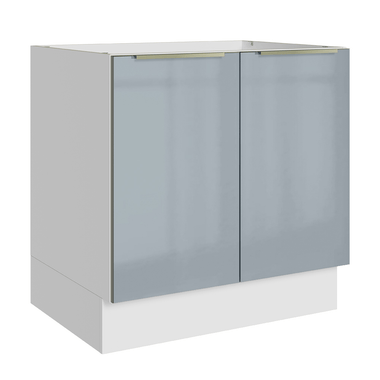Balcão de Cozinha 80 cm 2 Portas (Sem Tampo) Branco/Cinza Lux Madesa