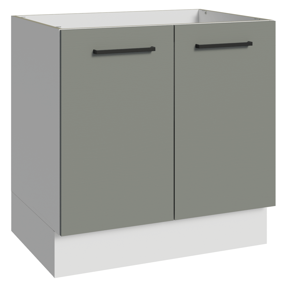 Balcão de Cozinha 80 cm 2 Portas (Sem Tampo) Branco/Cinza Agata Madesa