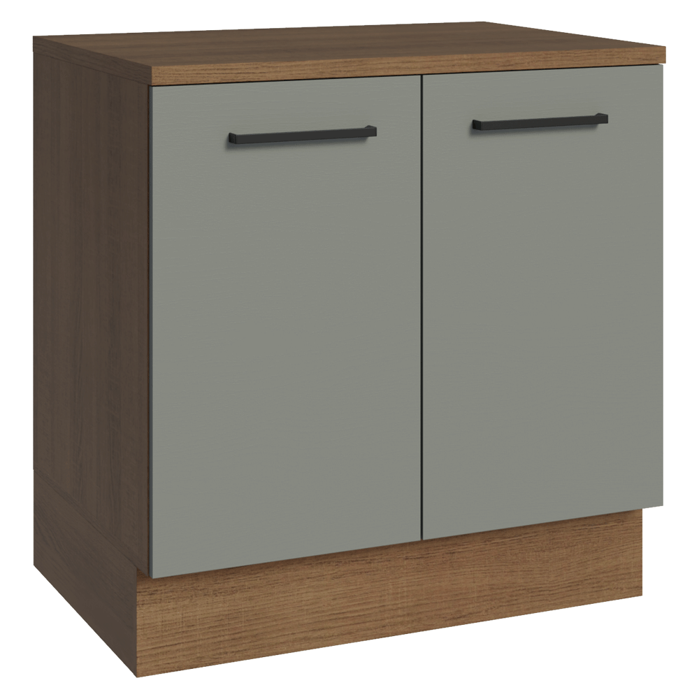 Balcão Madesa Agata 80 cm 2 Portas Rustic/Cinza
