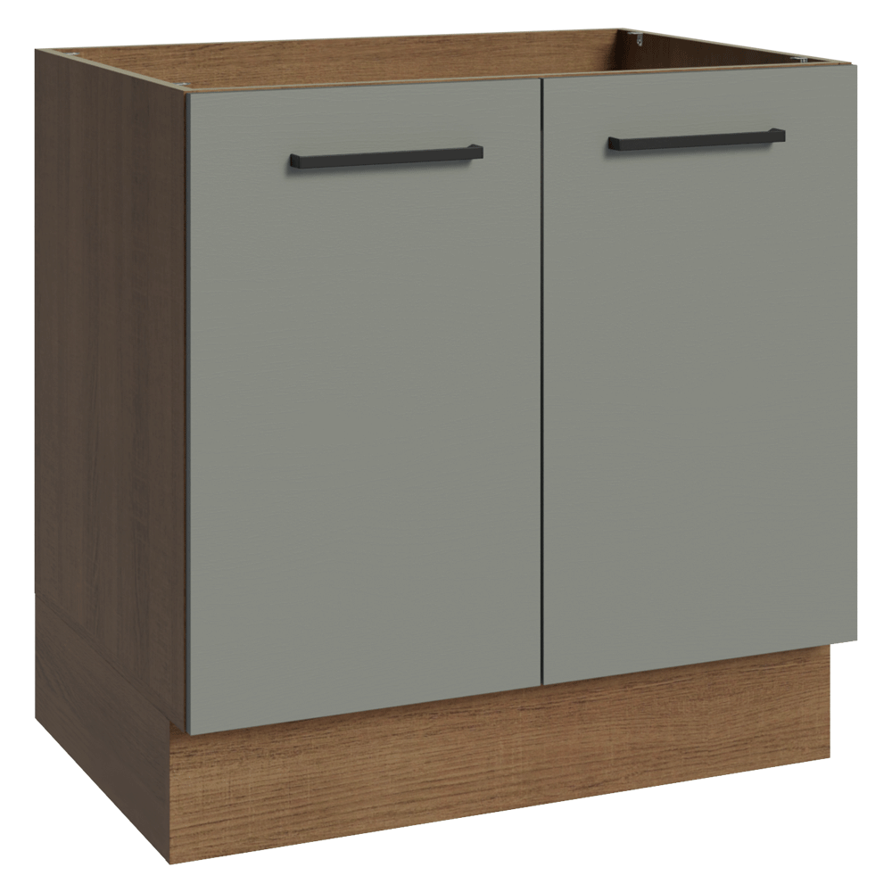 Balcão de Cozinha 80 cm 2 Portas (Sem Tampo) Rustic/Cinza Agata Madesa