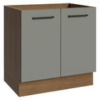 Balcão de Cozinha 80 cm 2 Portas (Sem Tampo) Rustic/Cinza Agata Madesa