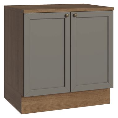 Balcão de Cozinha 80 cm 2 Portas Rustic/Cinza Vik Madesa