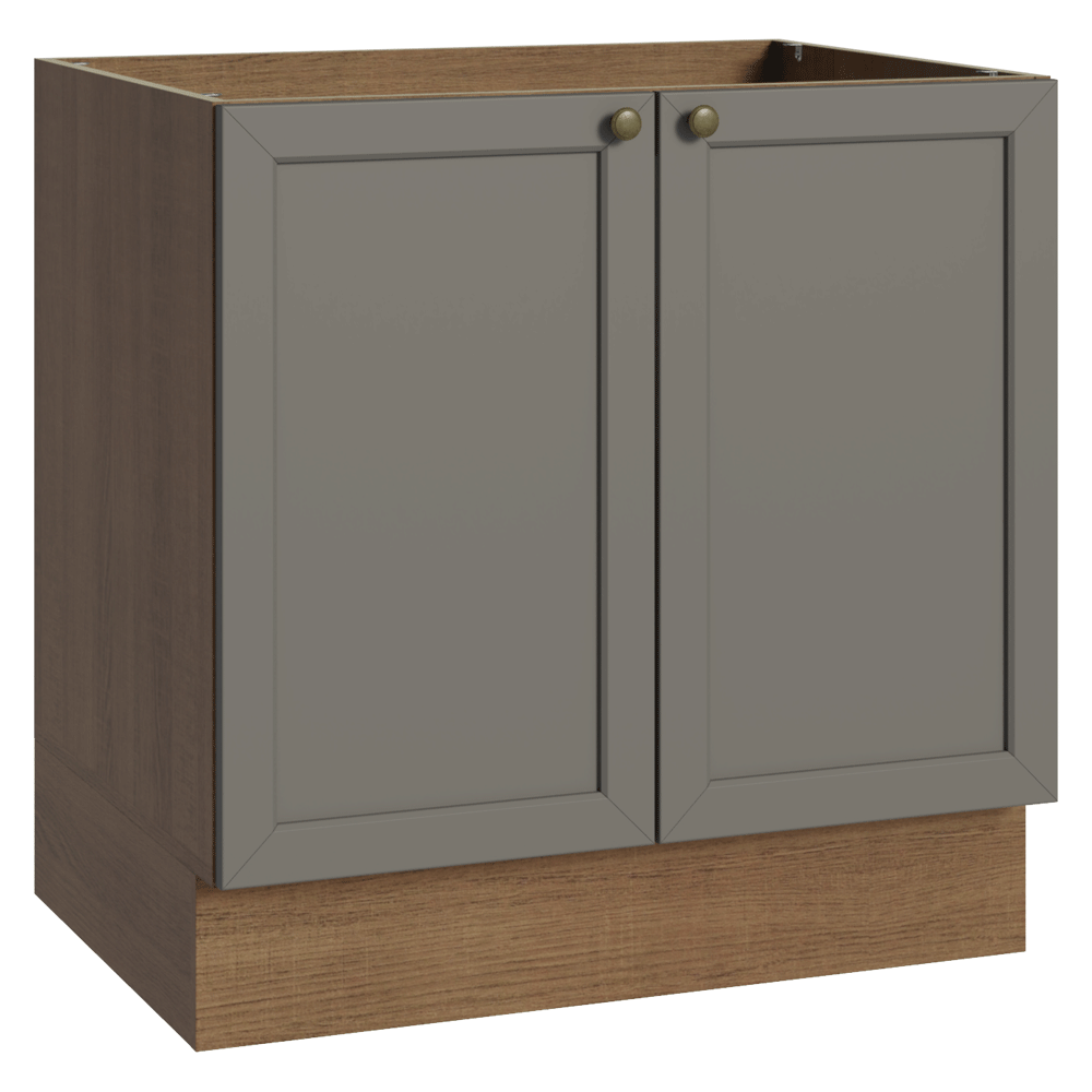 Balcão de Cozinha 80 cm 2 Portas (Sem Tampo) Rustic/Cinza Vik Madesa