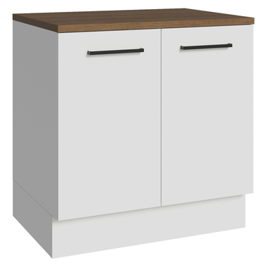 Balcão de Cozinha 80 cm 2 Portas Branco Tampo Rustic Agata Madesa