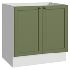 Balcão de Cozinha 80 cm 2 Portas (Sem Tampo) Branco/Verde Vik Madesa
