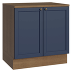 Balcão de Cozinha 80 cm 2 Portas Rustic/Azul Vik Madesa