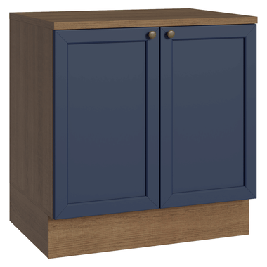 Balcão de Cozinha 80 cm 2 Portas Rustic/Azul Vik Madesa