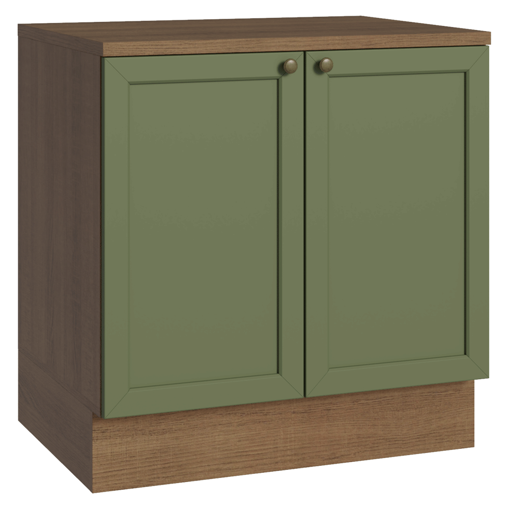 Balcão de Cozinha 80 cm 2 Portas Rustic/Verde Vik Madesa
