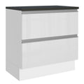 Balcão Madesa Acordes 100% MDF 80 cm 2 Gavetas Frentes Branco Brilho