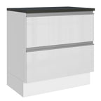 Balcão Madesa Acordes 100% MDF 80 cm 2 Gavetas Frentes Branco Brilho