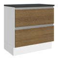 Balcão Madesa Acordes 100% MDF 80 cm 2 Gavetas Branco/Rustic