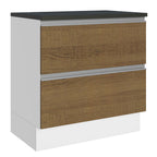 Balcão Madesa Acordes 100% MDF 80 cm 2 Gavetas Branco/Rustic