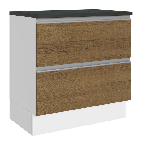Balcão Madesa Acordes 100% MDF 80 cm 2 Gavetas Branco/Rustic
