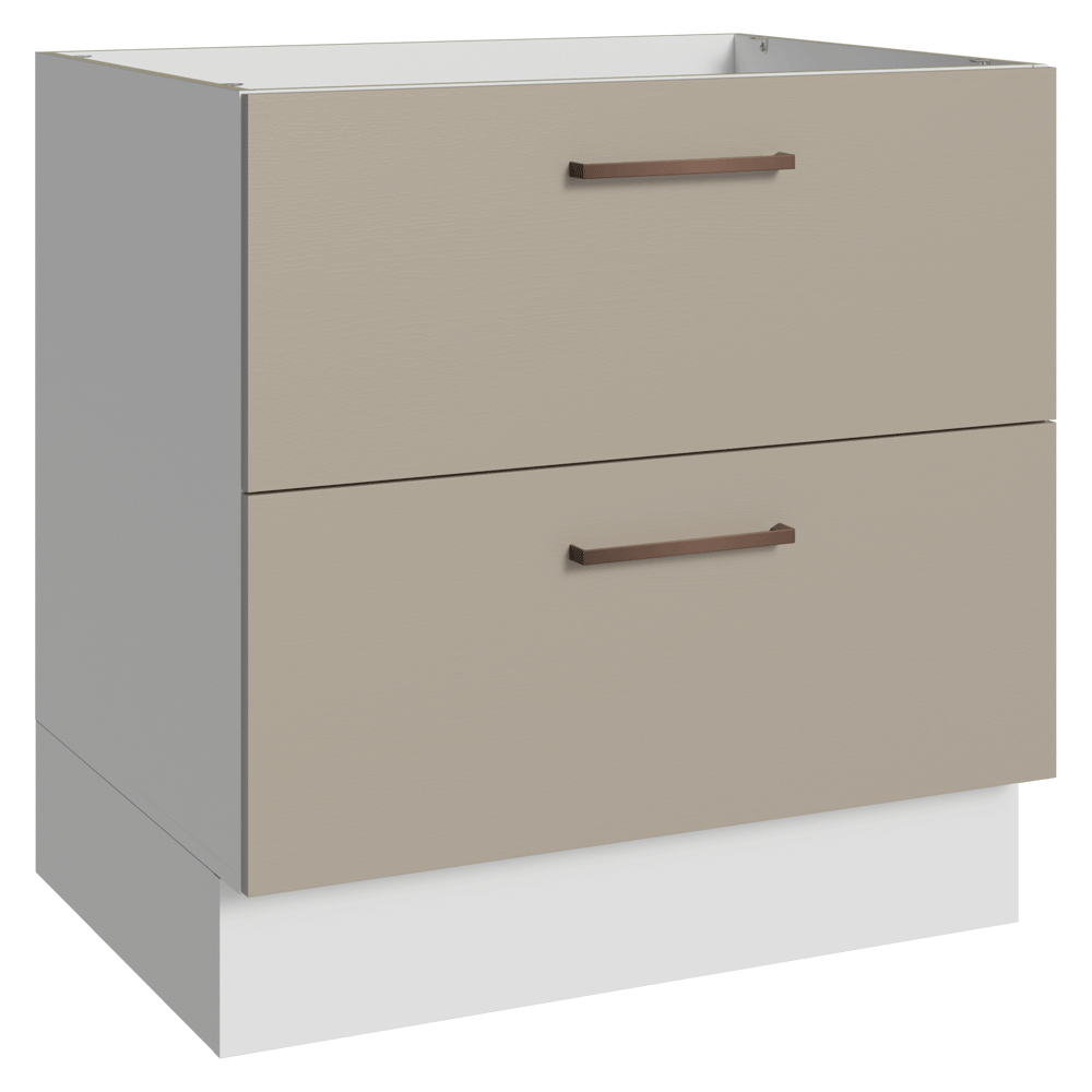 Balcão de Cozinha 80 cm 2 Gavetas (Sem Tampo) Branco/Crema Agata Madesa