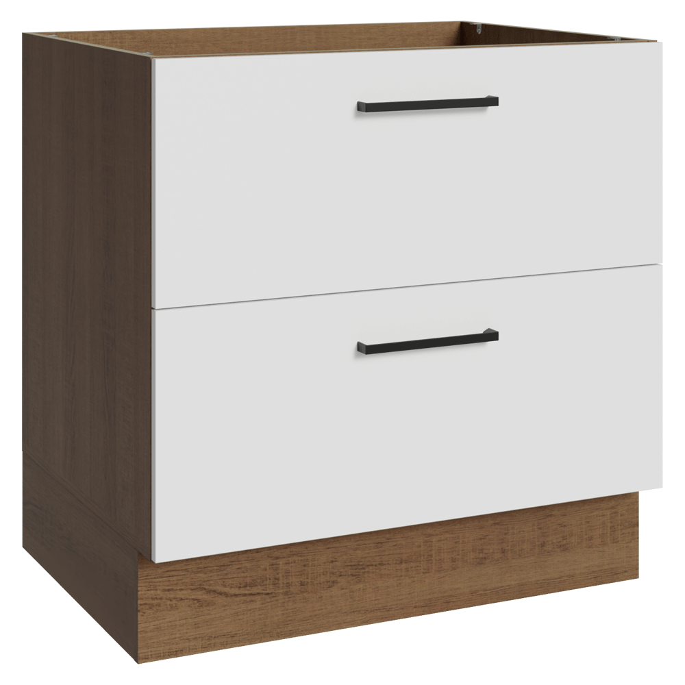 Balcão de Cozinha 80 cm 2 Gavetas (Sem Tampo) Rustic/Branco Agata Madesa