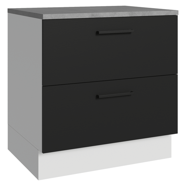 Balcão 80 cm 2 Gavetas Branco/Preto Agata Madesa