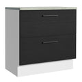 Balcão 80 cm 2 Gavetas Branco/Preto Agata Madesa