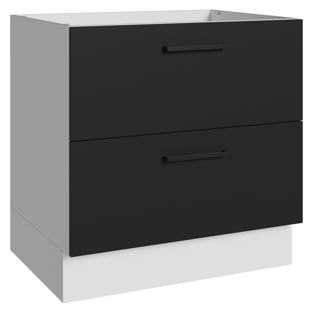 Balcão de Cozinha 80 cm 2 Gavetas (Sem Tampo) Branco/Preto Agata Madesa