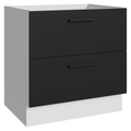 Balcão de Cozinha 80 cm 2 Gavetas (Sem Tampo) Branco/Preto Agata Madesa