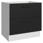 Balcão de Cozinha 80 cm 2 Gavetas (Sem Tampo) Branco/Preto Agata Madesa