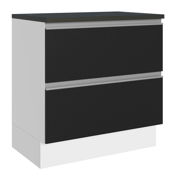 Balcão 100% MDF 80cm 2 Gavetas Branco/Preto Acordes Madesa