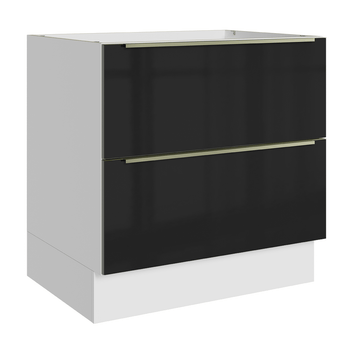 Balcão de Cozinha 80 cm 2 Gavetas (Sem Tampo) Branco/Preto Lux Madesa