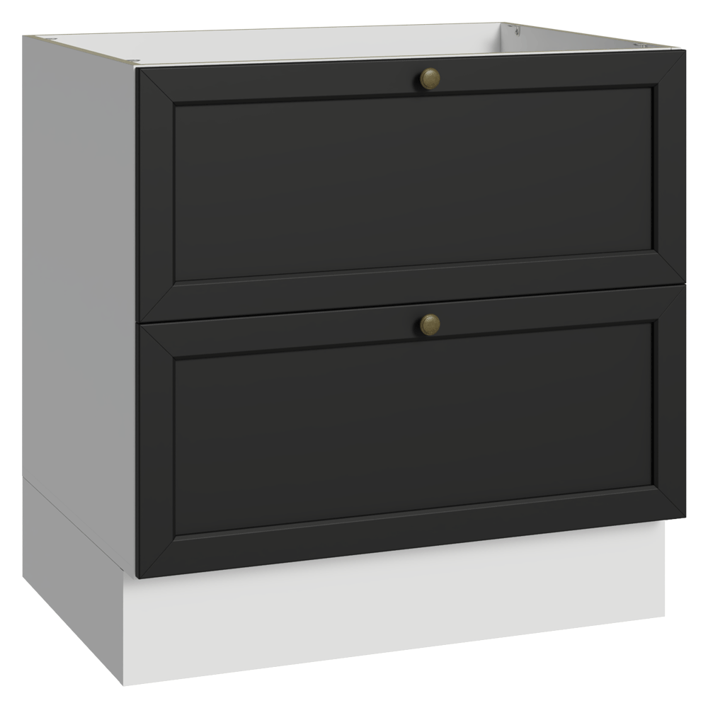 Balcão de Cozinha 80 cm 2 Gavetas (Sem Tampo) Branco/Preto Vik Madesa