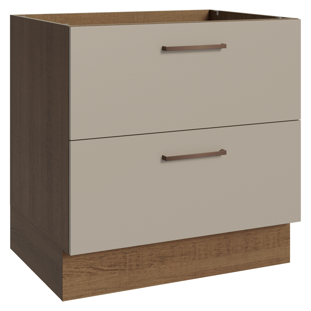 Balcão de Cozinha 80 cm 2 Gavetas (Sem Tampo) Rustic/Crema Agata Madesa