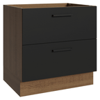 Balcão de Cozinha 80 cm 2 Gavetas (Sem Tampo) Rustic/Preto Agata Madesa