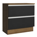 Balcão 80 cm 2 Gavetas Rustic/Preto Glamy Madesa