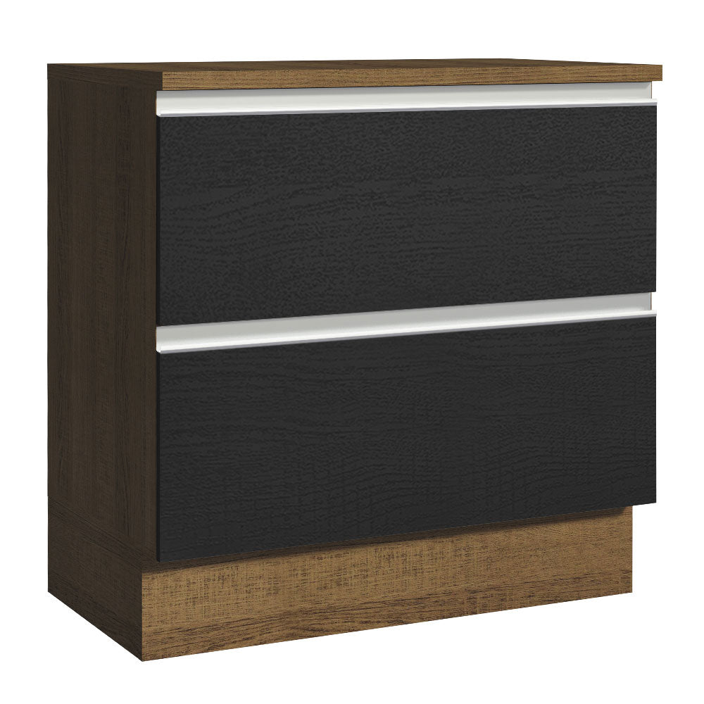 Balcão 80 cm 2 Gavetas Rustic/Preto Glamy Madesa