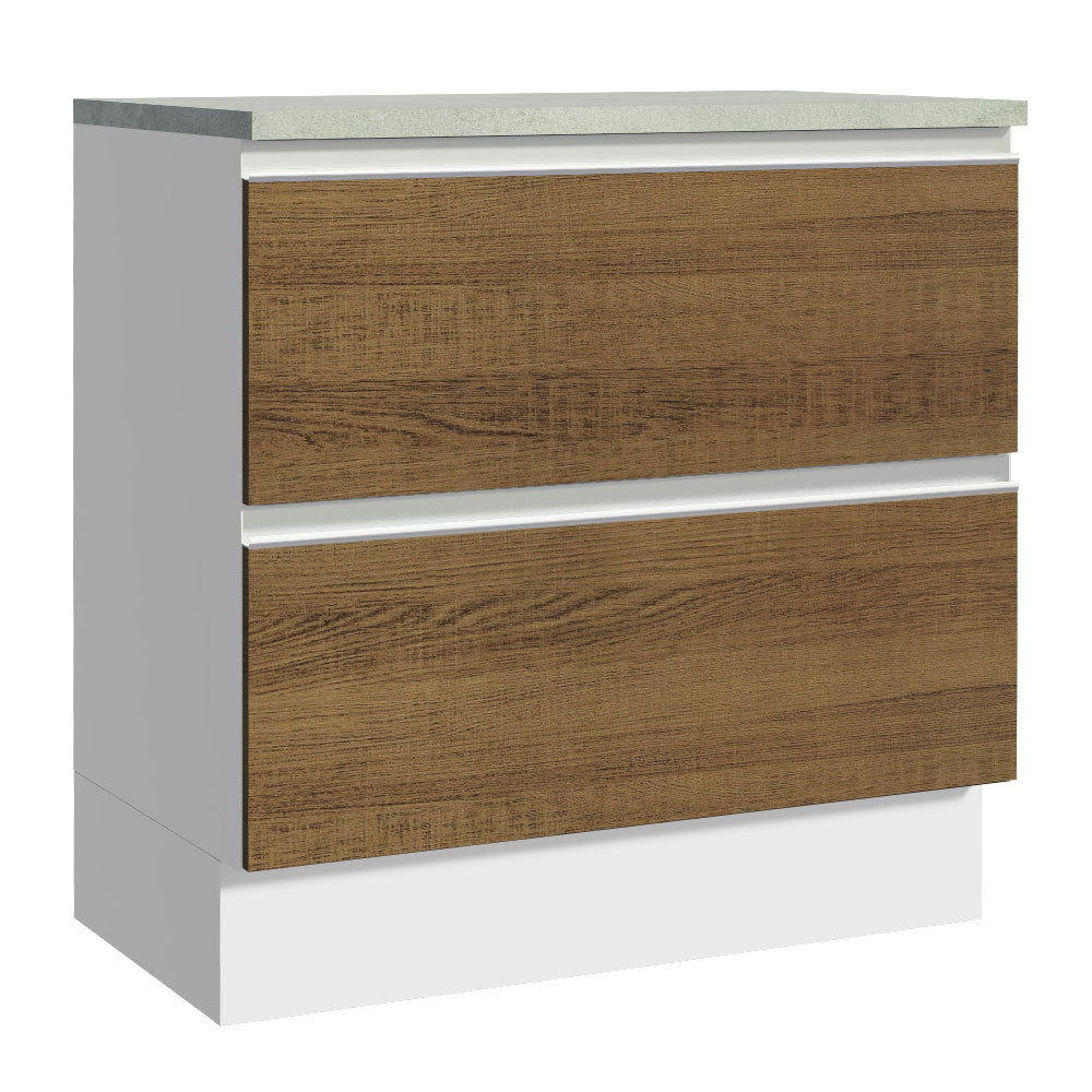 Balcão 80 cm 2 Gavetas Branco/Rustic Glamy Madesa