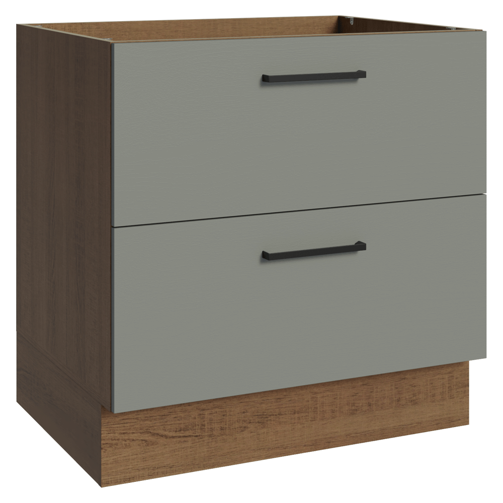 Balcão de Cozinha 80 cm 2 Gavetas (Sem Tampo) Rustic/Cinza Agata Madesa