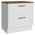 Balcão de Cozinha 80 cm 2 Gavetas Branco Tampo Rustic Agata Madesa