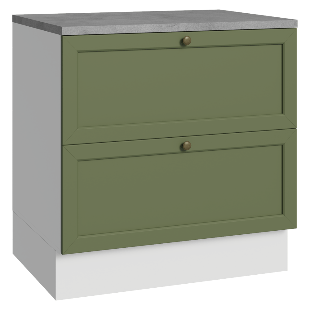 Balcão de Cozinha 80 cm 2 Gavetas Branco/Verde Vik Madesa