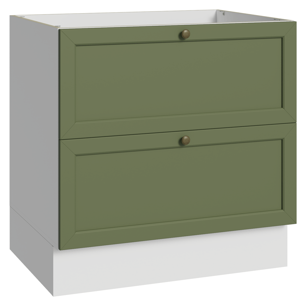 Balcão de Cozinha 80 cm 2 Gavetas (Sem Tampo) Branco/Verde Vik Madesa