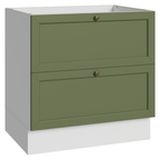 Balcão de Cozinha 80 cm 2 Gavetas (Sem Tampo) Branco/Verde Vik Madesa