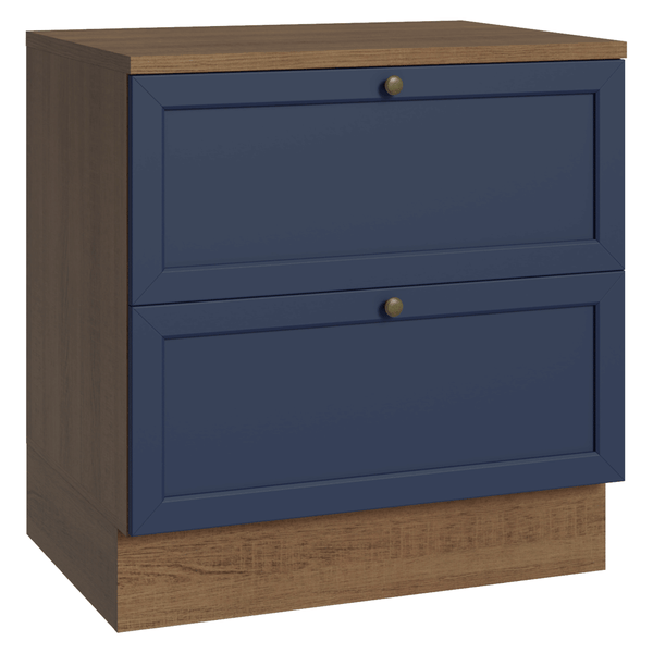 Balcão de Cozinha 80 cm 2 Gavetas Rustic/Azul Vik Madesa