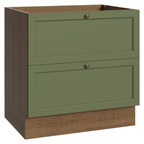 Balcão de Cozinha 80 cm 2 Gavetas (Sem Tampo) Rustic/Verde Vik Madesa