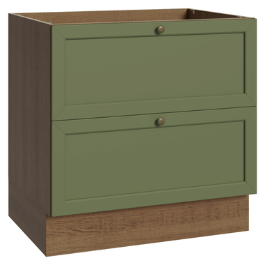 Balcão de Cozinha 80 cm 2 Gavetas (Sem Tampo) Rustic/Verde Vik Madesa