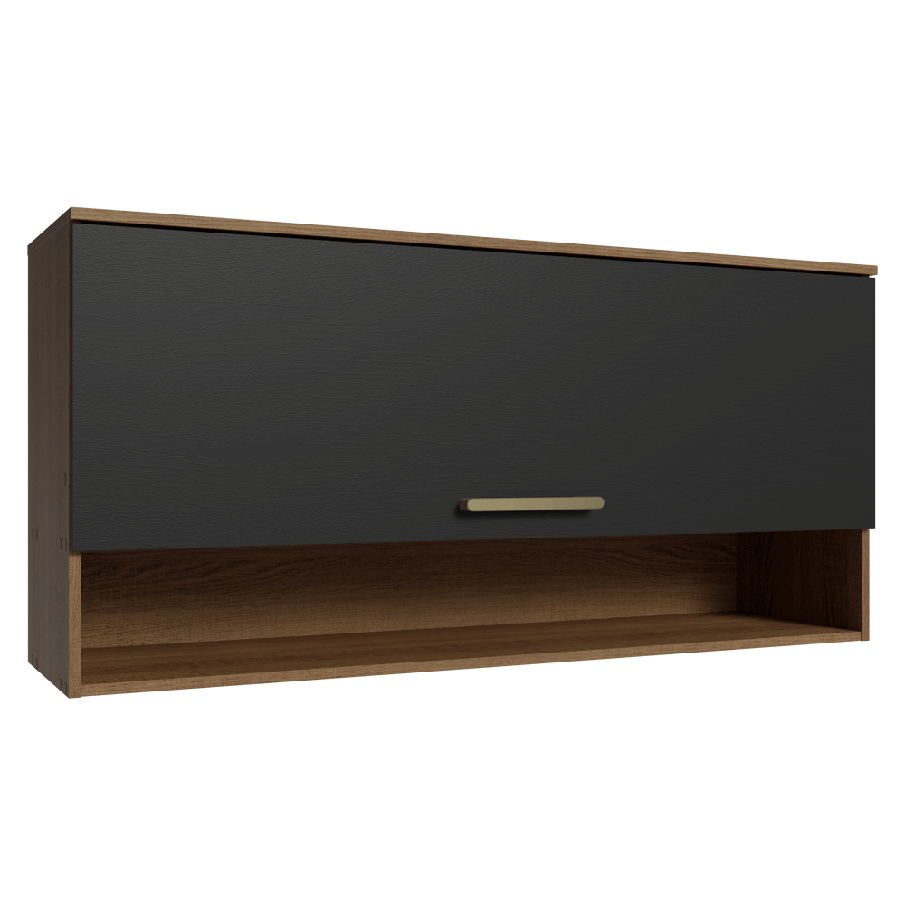Armário Aéreo 105 cm 1 Porta Basculante Rustic/Preto Lille Madesa