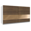 Armário Aéreo Madesa Acordes 100% MDF 120 cm 2 Portas Vidro Reflex Branco/Rustic