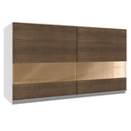 Armário Aéreo Madesa Acordes 100% MDF 120 cm 2 Portas Vidro Reflex Branco/Rustic