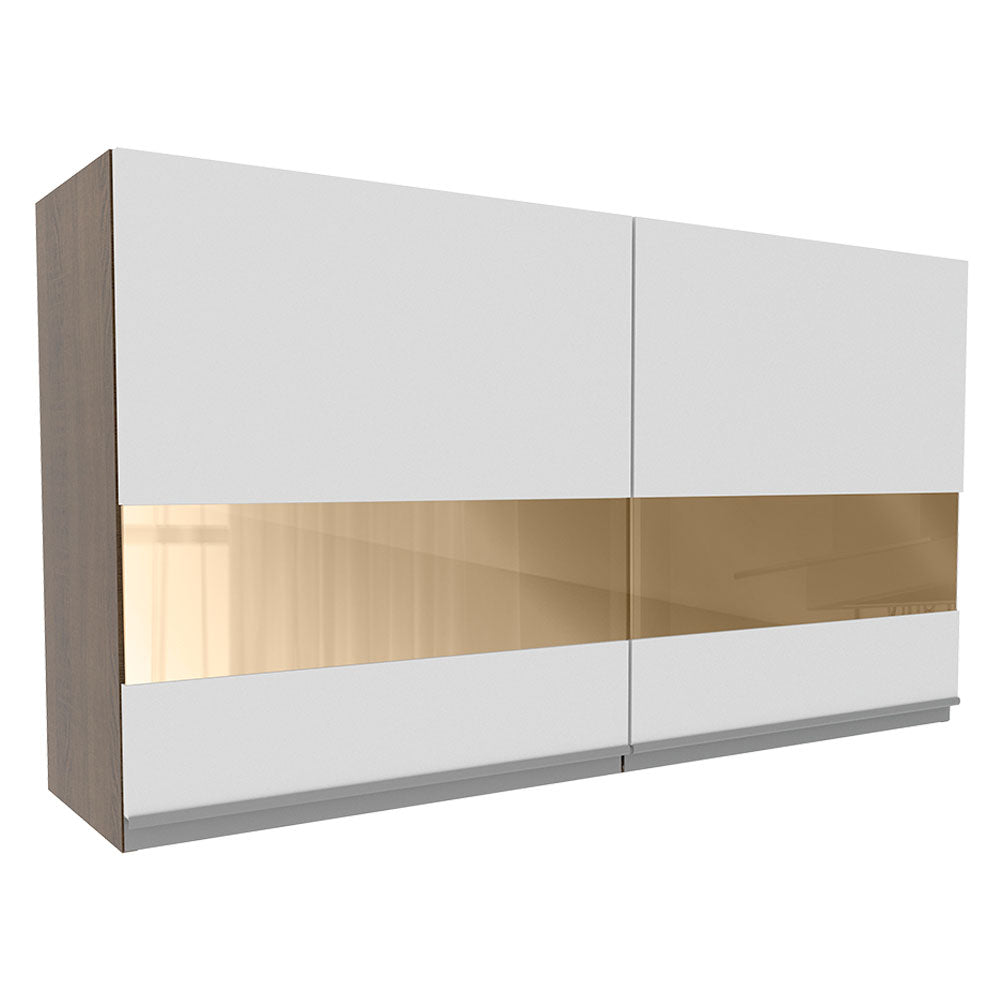 Armário Aéreo Madesa Glamy 120 cm 2 Portas com Vidro Rustic/Branco