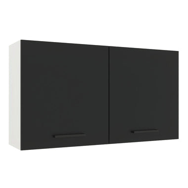Armário Aéreo Madesa Agata 120 cm 2 Portas Branco/Preto